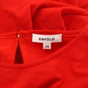 ENFOLD 22SS Washed CODRESS ワンピース ロング バルーンスリーブ 36 赤