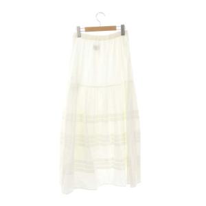 UNITED ARROWS タックマキシスカート ロング フレア 38 白 ホワイト
