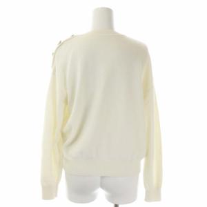 Diagram GRACE CONTINENTAL インターシャニット セーター 長袖 デザインボタン クルーネック プルオーバー36 白 ホワイト 黒 ブラック ゴールド色