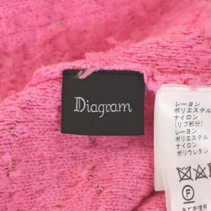 Diagram 23SS ツイードニット ジャケット ブルゾン ジップアップ ノーカラー 36 ピンク
