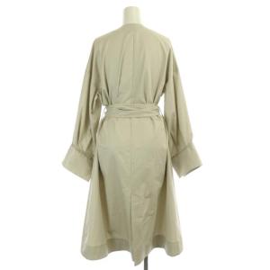 ELIN ノーカラー ラップコート スプリングコート ロング リボンベルト付き 36 アイボリー