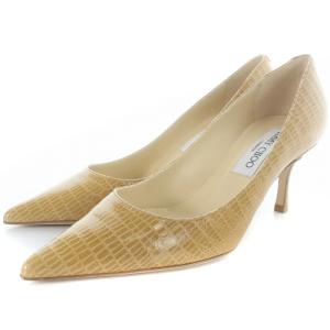 パンプス 型押し ピンヒール ポインテッドトゥ 35.5 22.5cm 茶色 ブラウン