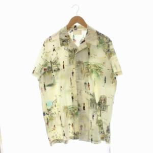 21SS MEDI MALAGA OVER SHIRT マラガシャツ 半袖 オープンカラー 総柄 前開き L アイボリー マルチカラー