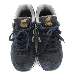 New Balance ML574CN2 スニーカー ロゴ スエード 24cm ネイビー