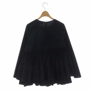 UNITED ARROWS フリル 長袖 ブラウス シャツ 紺 ネイビー