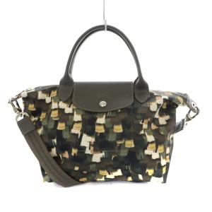 総柄2WAYトートバッグ ショルダーバッグ ナイロン 緑 グリーン