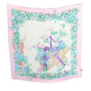 Christian Dior シルクフラワースカーフ マルチカラー