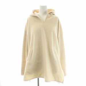 20AW HOODED DOCKING KNIT ニットパーカー カットソー 長袖 切替 F アイボリー ライトベージュ