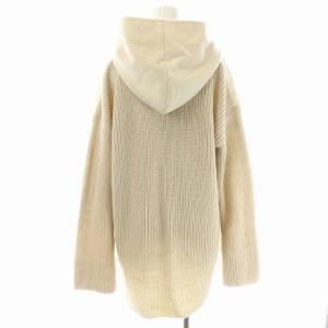 Ameri VINTAGE 20AW HOODED DOCKING KNIT ニットパーカー カットソー 長袖 切替 F アイボリー ライトベージュ