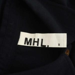 MHL. シャツワンピース 長袖 フレア ロング タック ウール 2 黒 ブラック