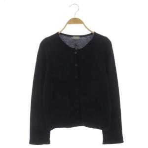 ウール ニット カーディガン 長袖 紺 ネイビー
