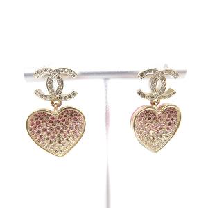 23SS C23P ココマーク ハート ピアス ストーン ピンク