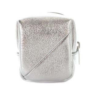 SAINT LAURENT PARIS ジェイミーキューブチャームポーチ レザー シルバー色 669964