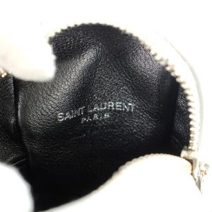 SAINT LAURENT PARIS ジェイミーキューブチャームポーチ レザー シルバー色 669964