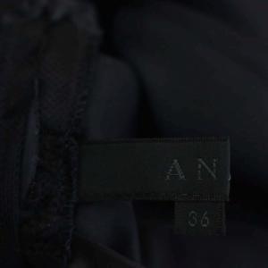 ANAYI テープ刺繍ワンピース 膝丈 ノースリーブ チュール 総柄 36 紺 ネイビー
