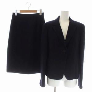 スーツ セットアップ 上下 テーラードジャケット 1B 総裏地 タイトスカート ロング ウール 9 紺 ネイビー