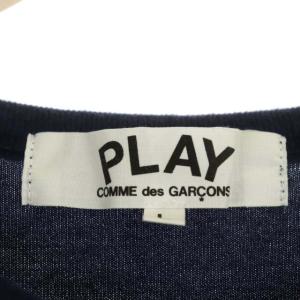 PLAY Comme des Garçons AD2017 COTTON JERESY PRINT RED EMBLEM Tシャツ カットソー 半袖 L 紺 白 赤