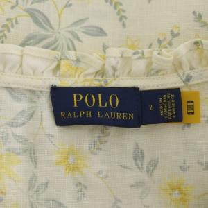 POLO RALPH LAUREN リネンフラワープリントペプラムブラウス 七分袖 総柄 2 アイボリー マルチカラー