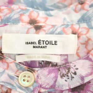 ISABEL MARANT ETOILE 21AW フラワープリント ブラウス シャツ 長袖 バンドカラー 34 紫 オレンジ グレー