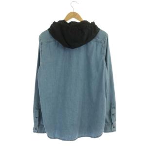 DIESEL コットン フード切替 ジップ デニムジャケット 薄手 M ライトブルー