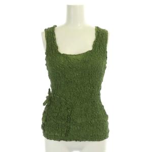 me ISSEY MIYAKE シワ加工 ノースリーブカットソー 長袖シャツ 2点セット カーキグリーン