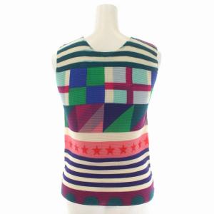 me ISSEY MIYAKE 総柄 ノースリーブカットソー プルオーバー マルチカラー