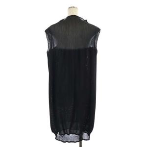 me ISSEY MIYAKE ワンピース ノースリーブ ひざ丈 プリーツ加工 切替 黒 ブラック