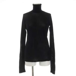 タートルネックシアートップス カットソー 長袖 プルオーバー 黒 ブラック