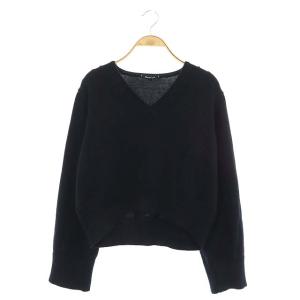 コットン Vネックニット セーター 長袖 黒 ブラック 06675