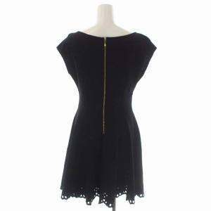 kate spade new york スカラップ ワンピース 膝丈 ノースリーブ S 黒 ブラック