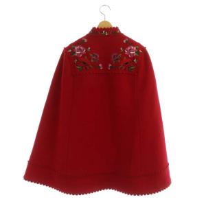 kate spade new york 刺繍 ポンチョ ケープ ショートコート スカラップ S/M 赤 レッド