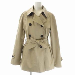 ショート トレンチコート スプリングコート ミドル丈 ベルト付き XS ベージュ