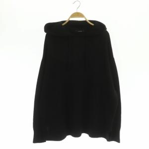 22AW ファインラムズウールカシミヤ混フーディ ニット パーカー 黒 ブラック
