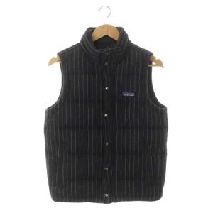 AGAIN VESTダウンベスト ストライプ ニット ジップアップ XS チャコール FA12QUILT