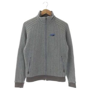 F7 QUILT AGAIN JKT キルトアゲインジャケット USA製復刻白タグ ニット ストライプ ジップアップ M グレー