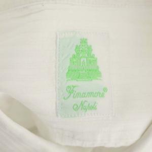 Finamore ストライプ ドレスシャツ ワイシャツ 長袖 M 白 ホワイト
