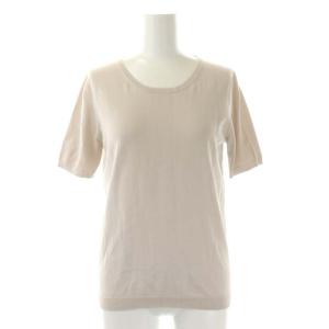 TOMORROWLAND アンサンブル ニット カーディガン クルーネック 長袖 カットソー 半袖 ハイツイストコットン S ライトグレージュ