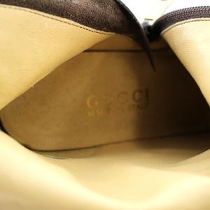 GUCCI ロングブーツ スクエアトゥ レザー 37.5 24.5cm 茶 ブラウン