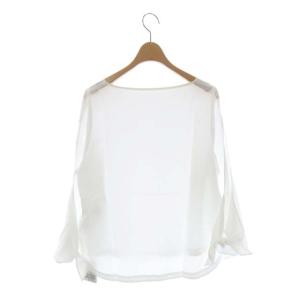 Noble ブライトエステル袖スリットブラウス シャツ プルオーバー シアー 長袖 白 ホワイト