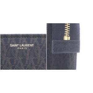 SAINT LAURENT PARIS クラシック トワル モノグラム クラッチバッグ PVC ダークブラウン