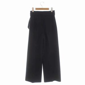 Theory ハイウエスト パンツ ワイド センタープレス ベルト付き 0 黒 ブラック