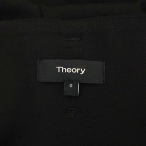 Theory ハイウエスト パンツ ワイド センタープレス ベルト付き 0 黒 ブラック