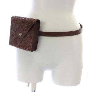 ウエストベルトバッグ ウエストポーチ レザー 茶色 ブラウン