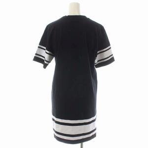 Maison Kitsuné ロゴプリントTシャツワンピース 五分袖 ミニ プルオーバー S 黒 白 ブラック ホワイト