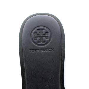 TORY BURCH サンダル フラット レザー 5 22cm 紺 ネイビー 白 ホワイト