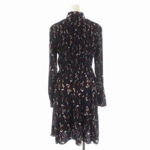 kate spade new york きつね柄ワンピース 長袖 膝丈 総柄 0 紺 ボルドー アイボリー