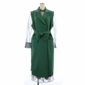 22SS LONG VEST SET SHEER DRESS 2点セット ロングベスト ダブル ベルトリボン シアーワンピース