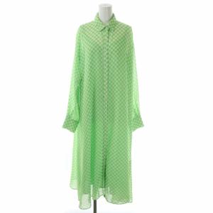22SS GINGHAM CHECK SHIRT DRESS ワンピース シャツワンピ ロング 長袖 チェック柄 前開き S