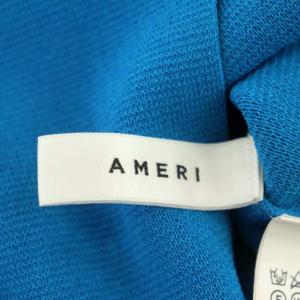 Ameri VINTAGE 22SS ALONG SLIT LONG KNIT TOP ノースリーブ ロングニット ワンピース スリット F 青 ターコイズブルー