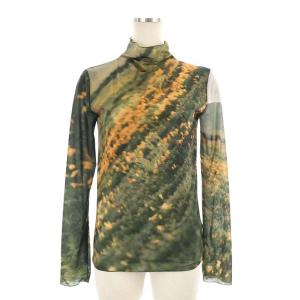 22AW CAMILA SHEER CUT TOP カットソー 長袖 ボトルネック ハイネック 総柄 インナー付き F カーキ